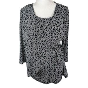 Motherhood Nursing Black/white 3/4 Sleeve Dressy Blouse -  Size M